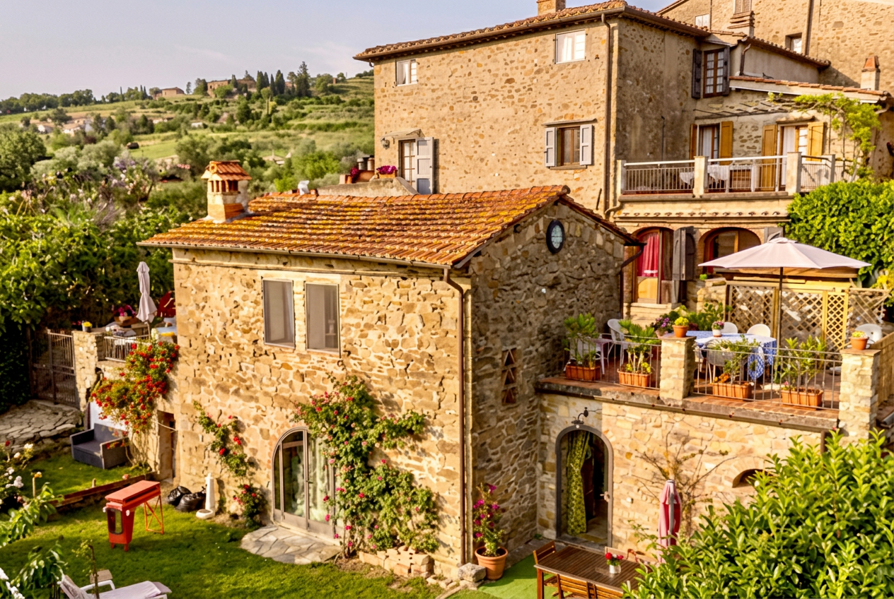 Résidence toscanaise avec vue sur les vignes et les collines
