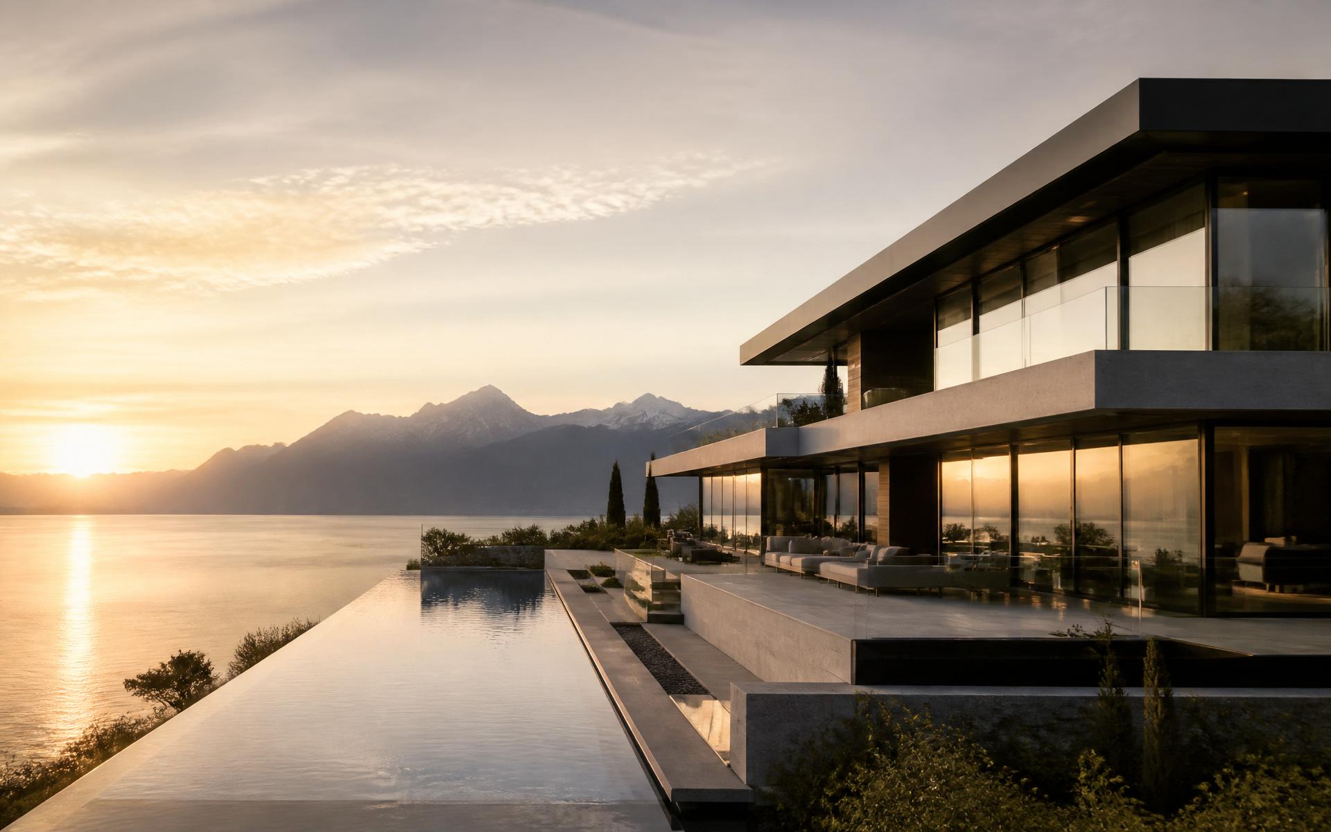 Villa contemporaine surplombant le lac Léman
